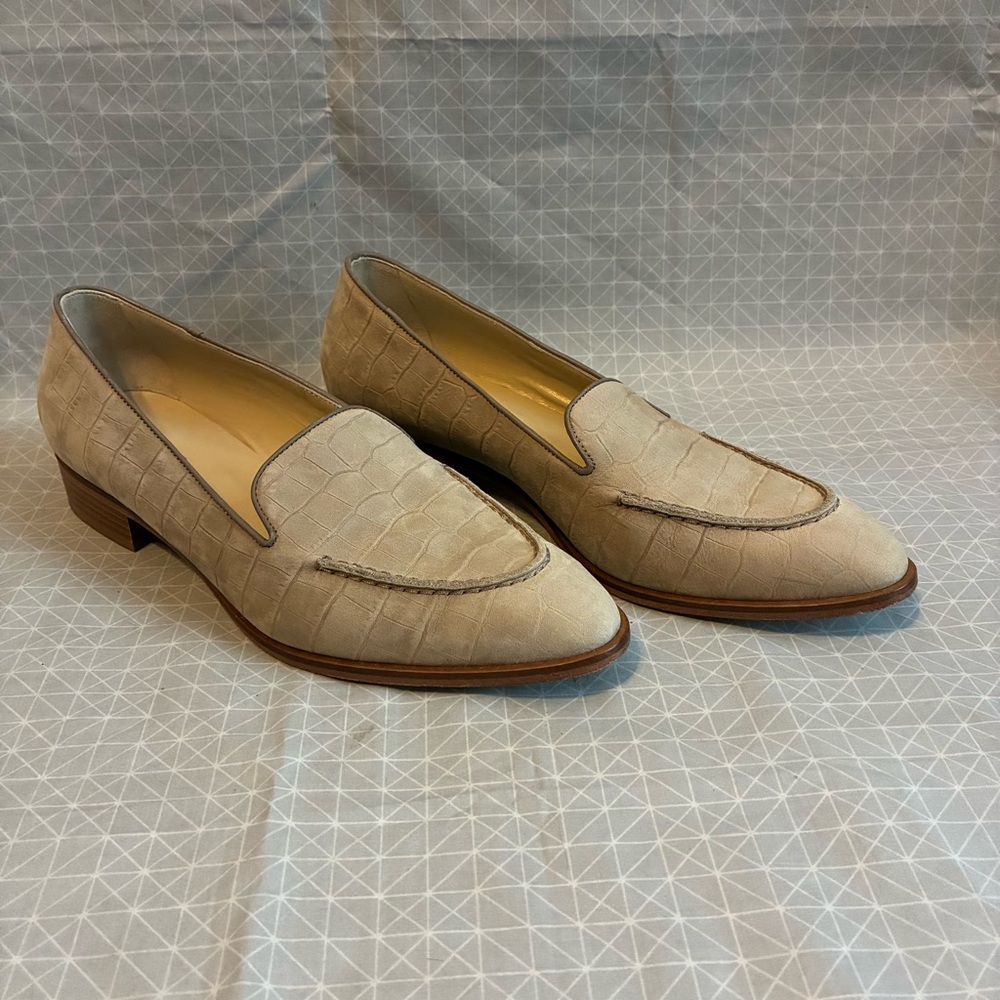 Hobbs London Cream Embossed Leather Pointed Loafers 41